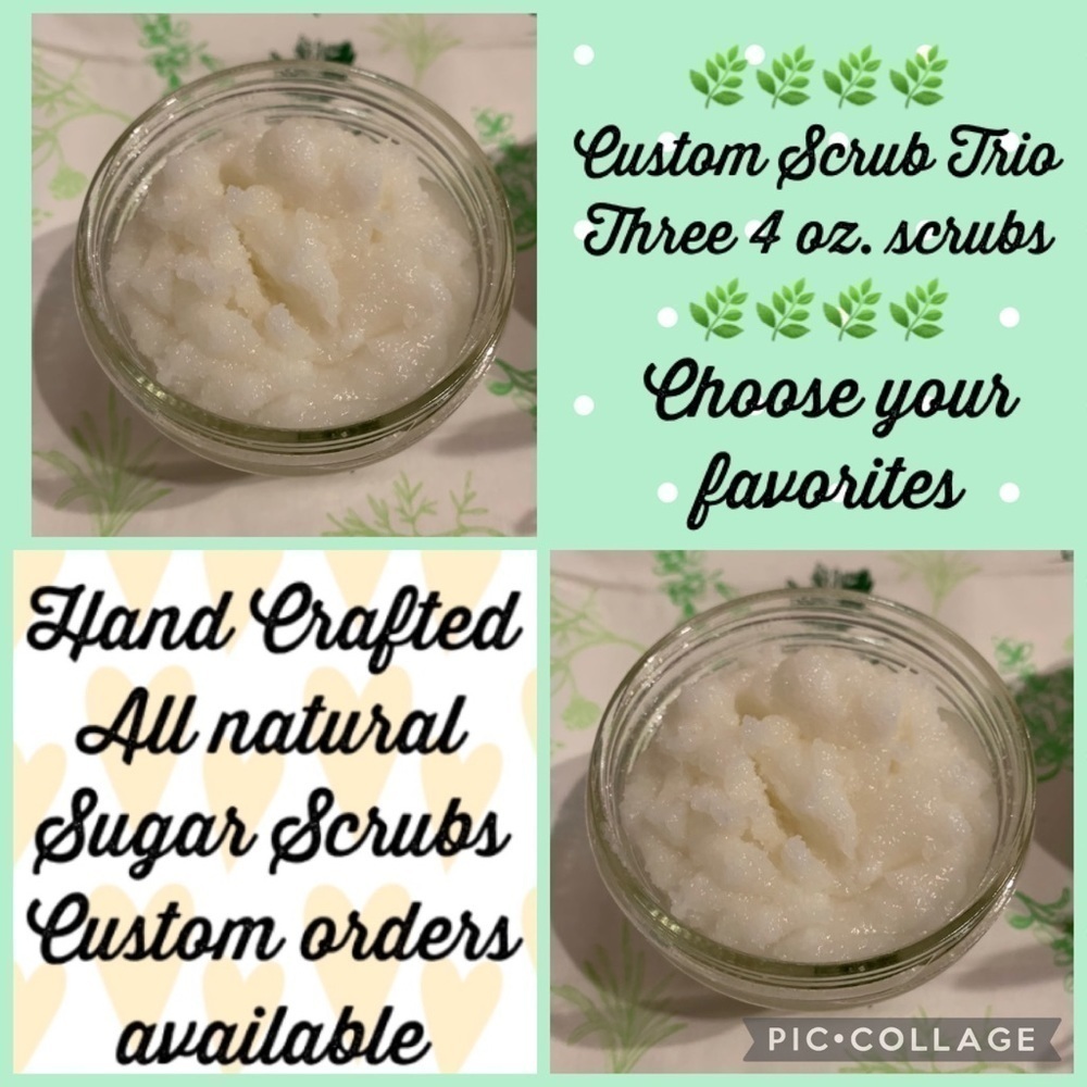 Custom Scrub Trio, hand crafted, three 4 oz. scrubs.  Choose your favorites!